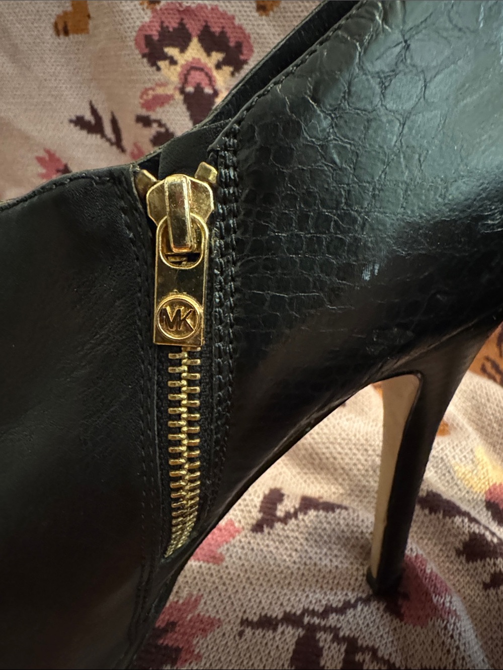 Michael Kors High-Heel Ankle Booties with Gold Zipper - Picture 9 of 12